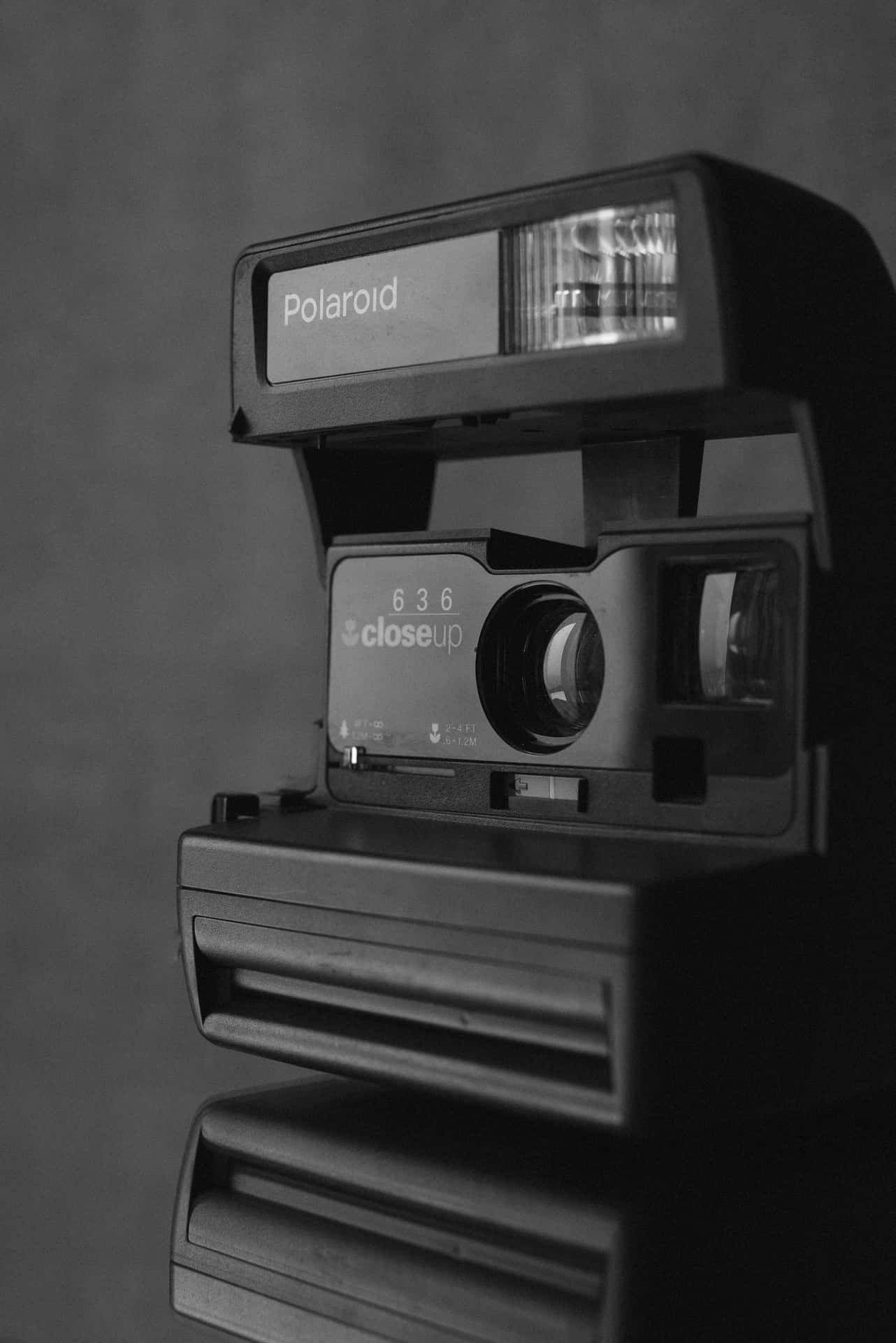 Polaroid Instant Camera Black And White Photo Background