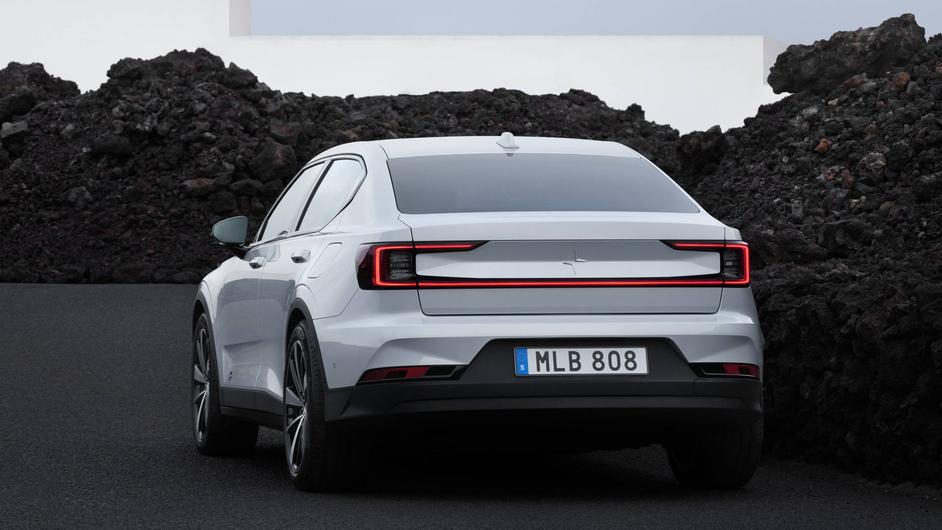 Polestar 2 At A Rocky Road Background