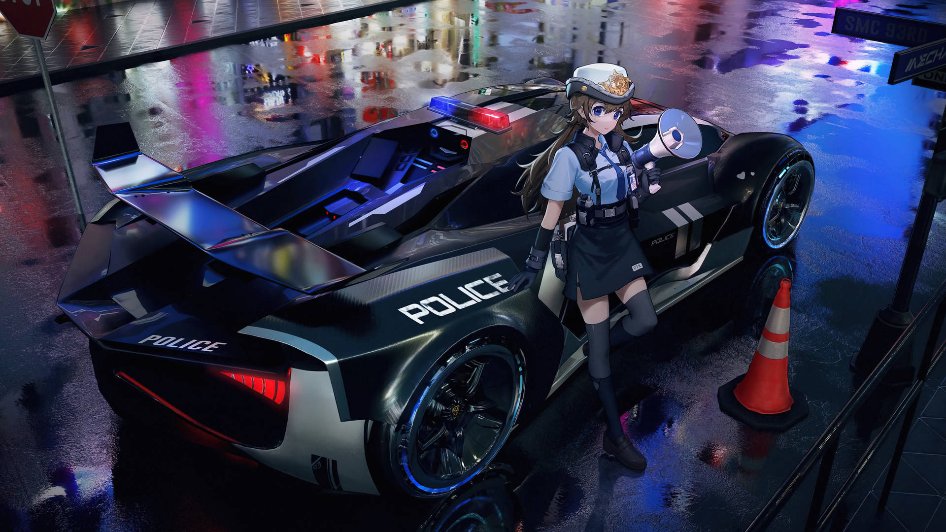 Police Anime Car Background