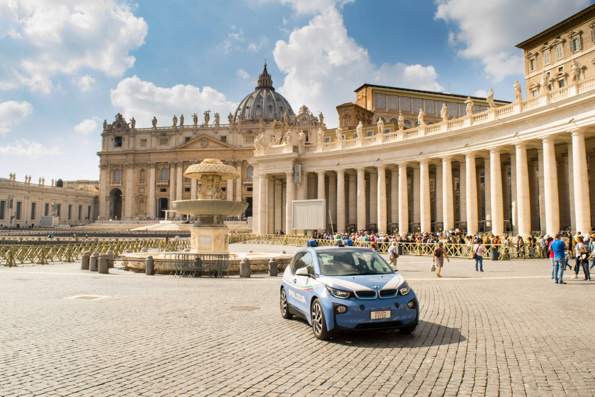 Police Vehicle In Vatican City Background