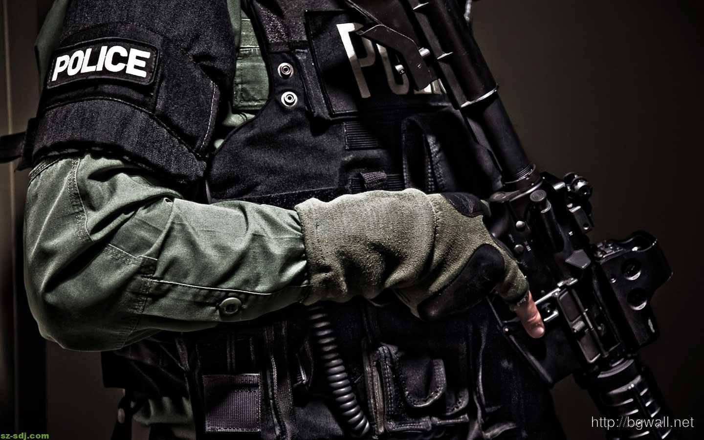 Police Vest And Gun Background