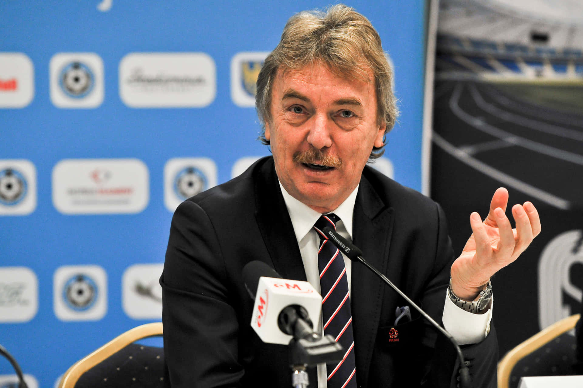 Polish Football Association President Zbigniew Boniek Media Event Background