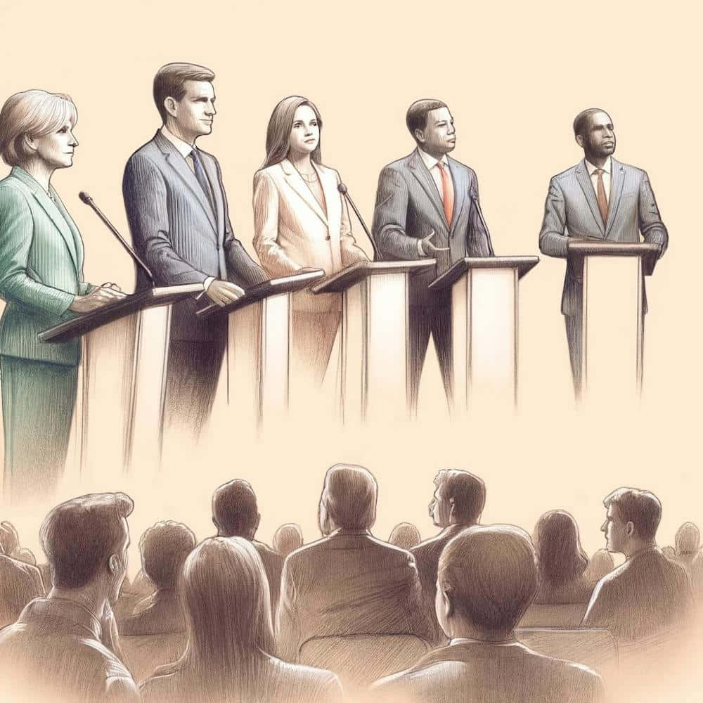 Political Debate Panel Sketch Background