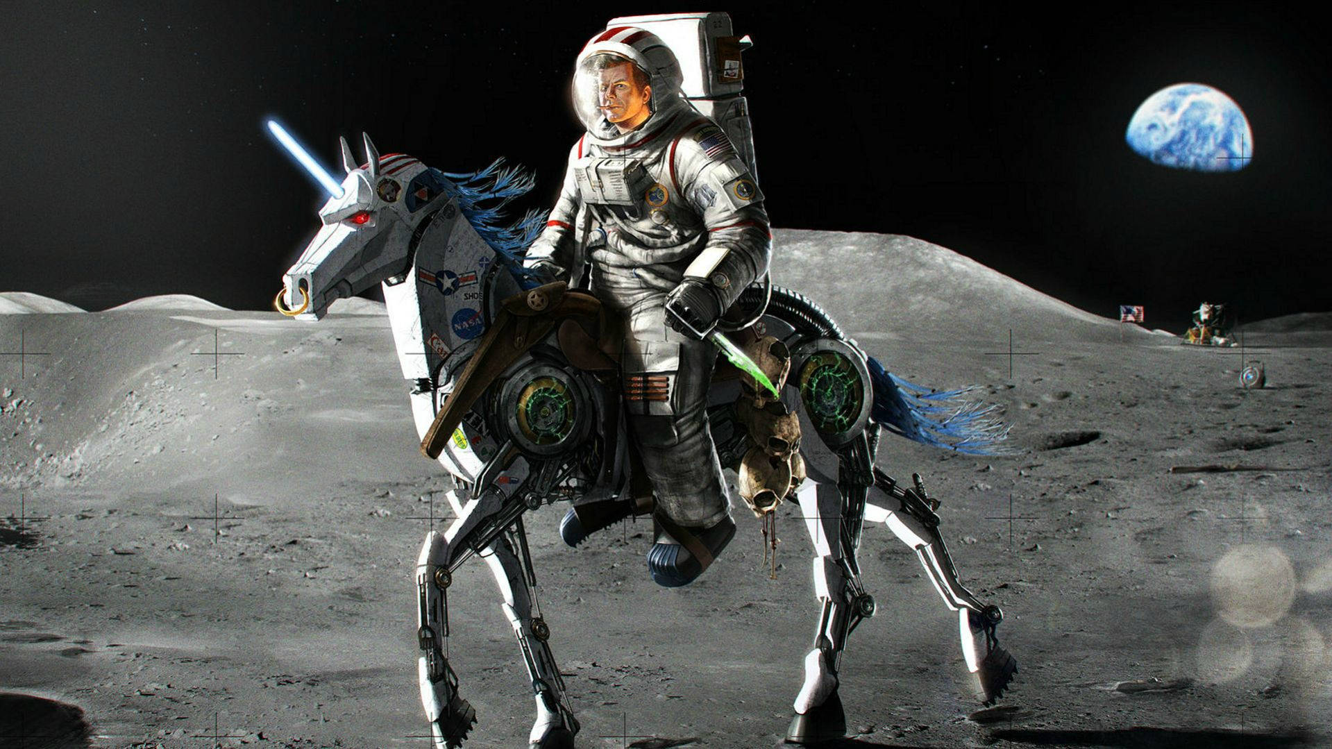 Politics Astronaut On Robot Unicorn Background