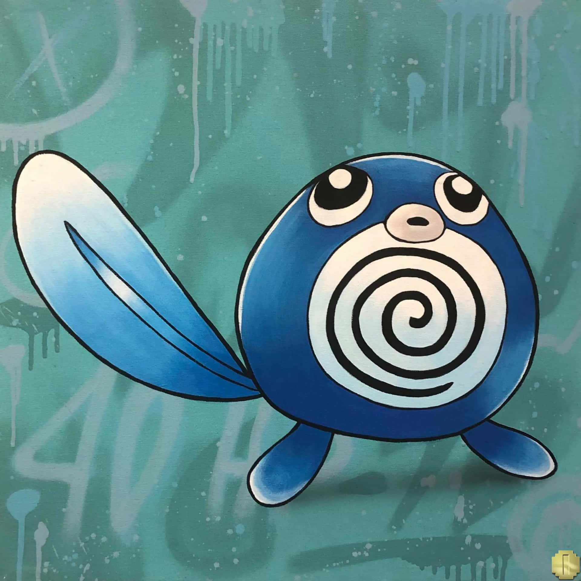 Poliwag Against Paint Splatters Background