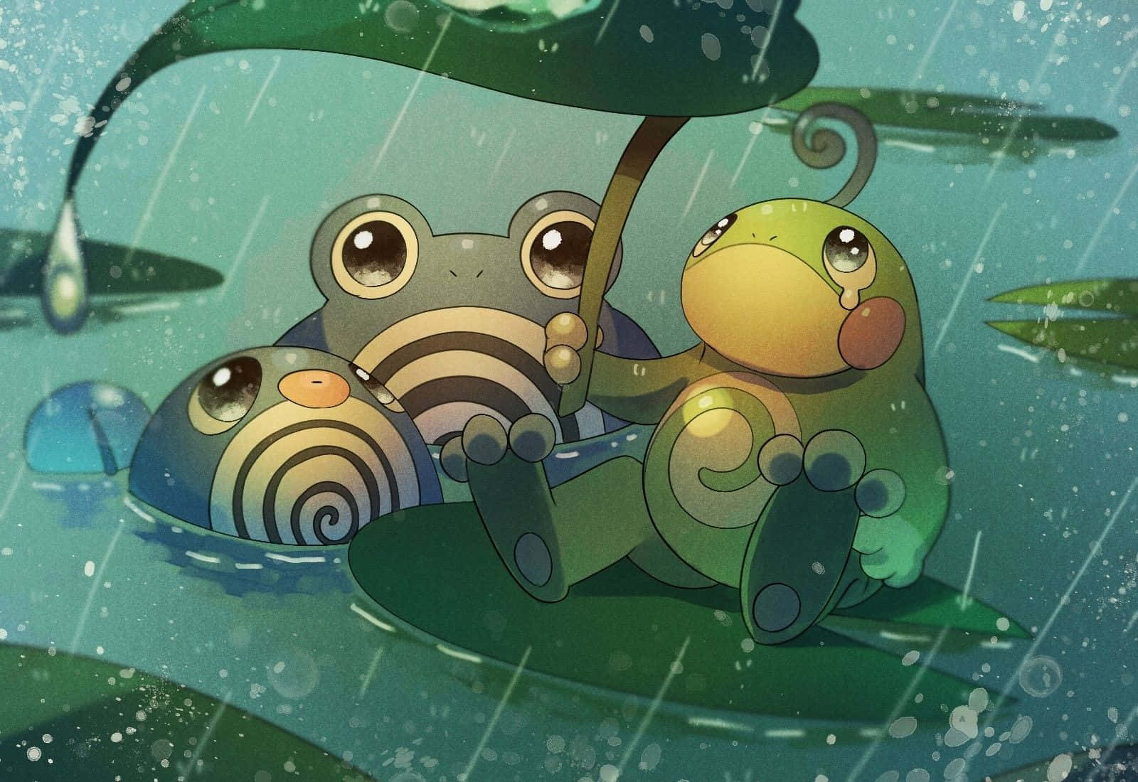 Poliwag With Poliwhirl And Politoed Background