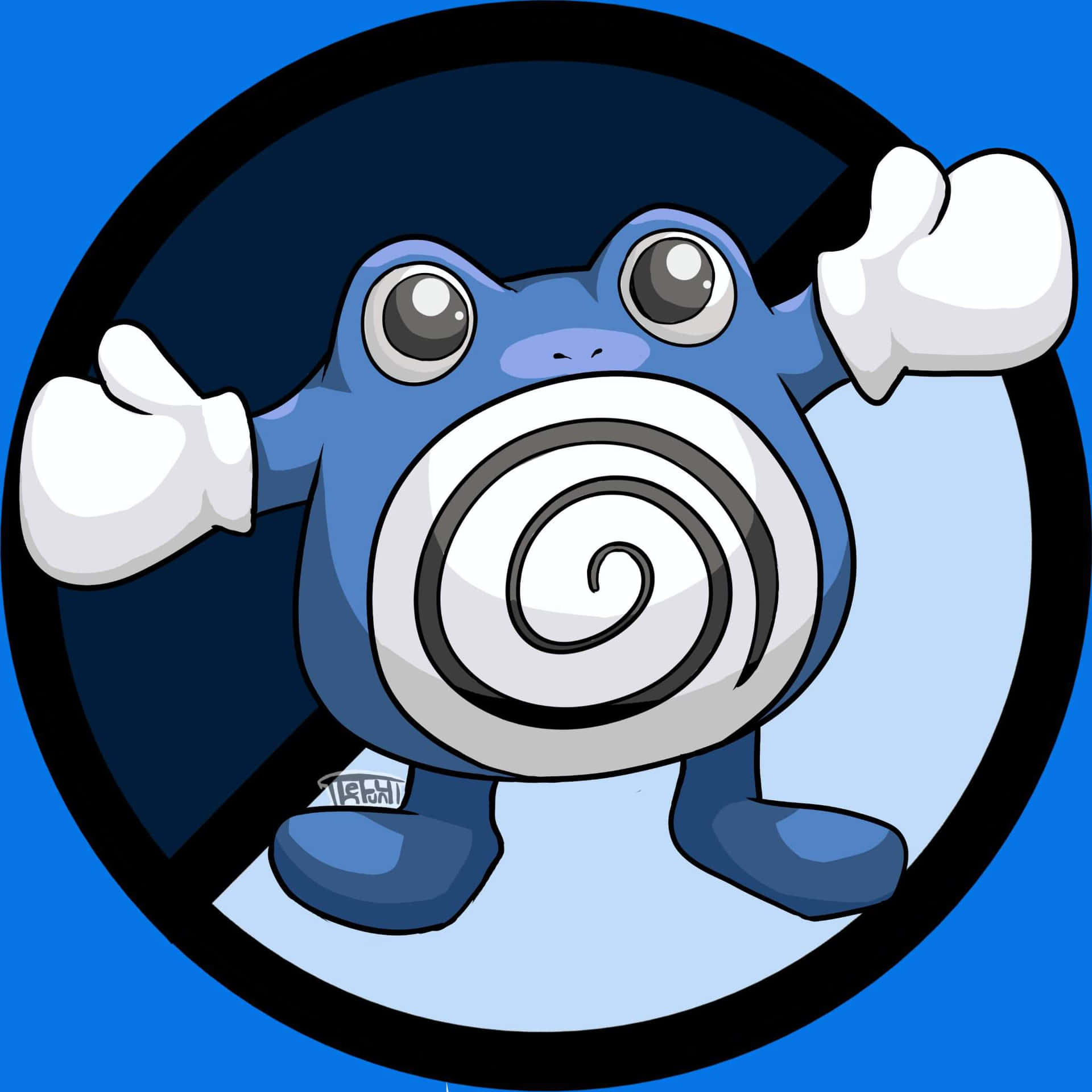 Poliwhirl Holding Arms Wide Open Background