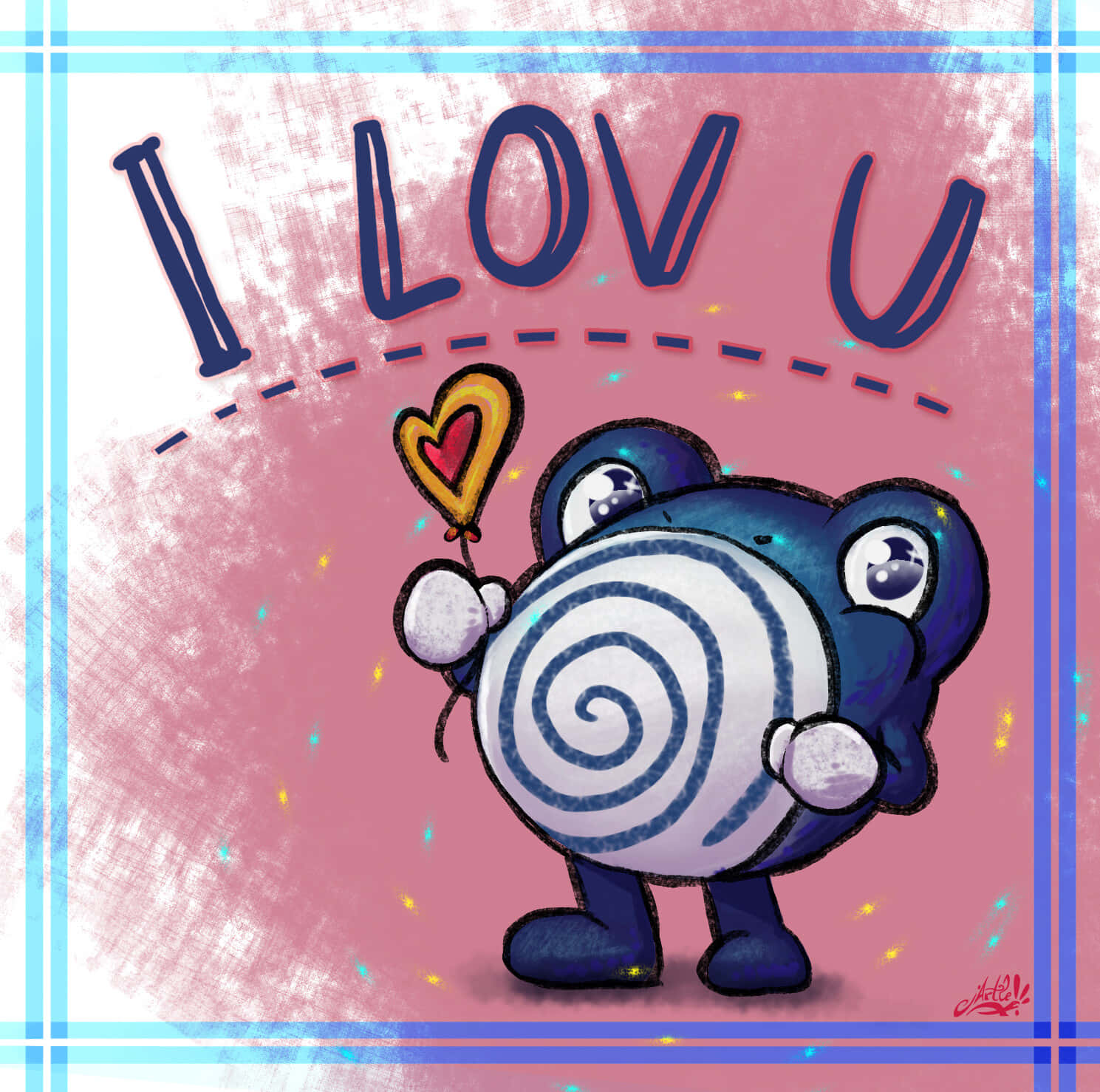 Poliwhirl I Lov U Background