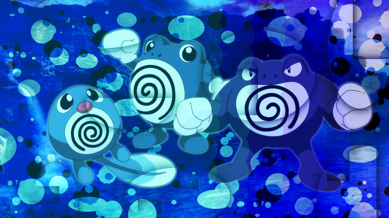 Poliwrath Poliwag Poliwhirl Against Water Background