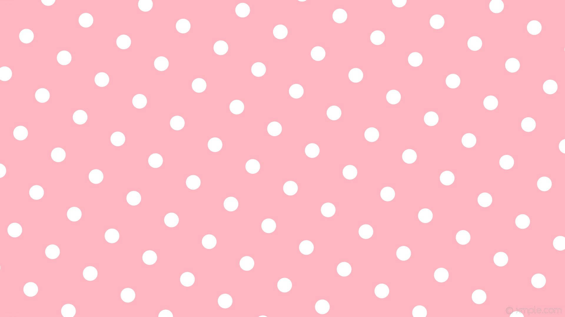 Polka Dots White Pattern On Pink Background