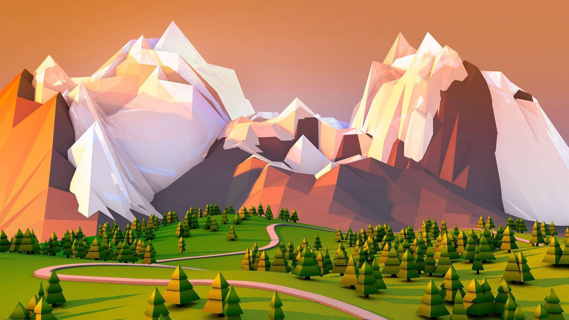 Polygon Art Icy Mountain Background