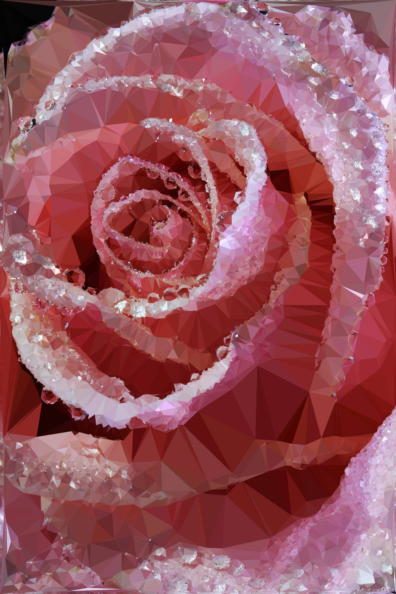 Polygon Art Pink Rose Background