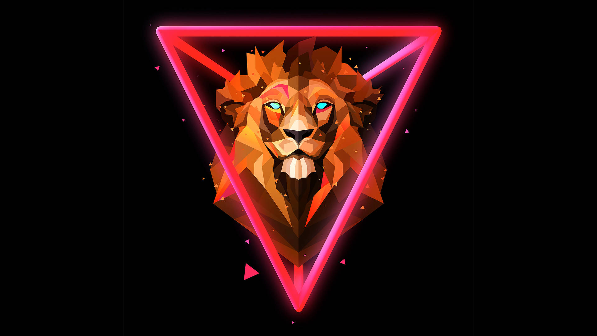 Polygon Art Red Lion Background