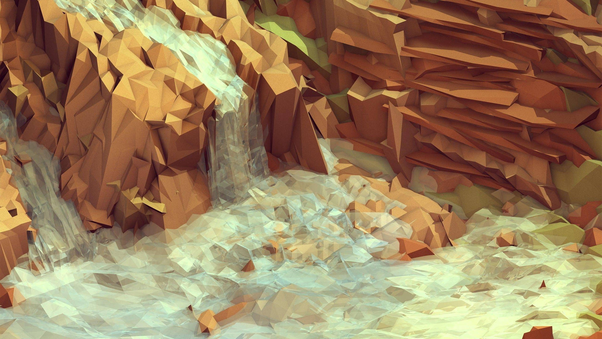 Polygon Art Waterfalls Background