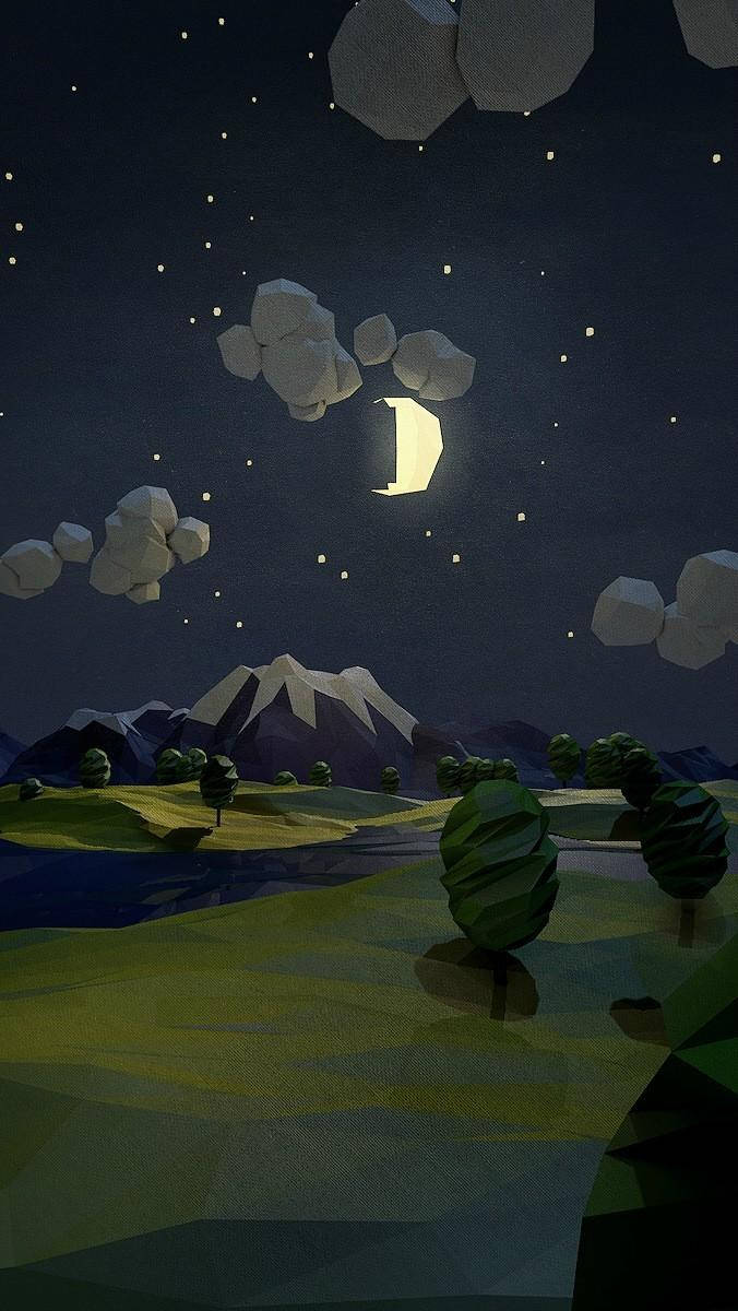 Polygon Forest Painting Iphone Se