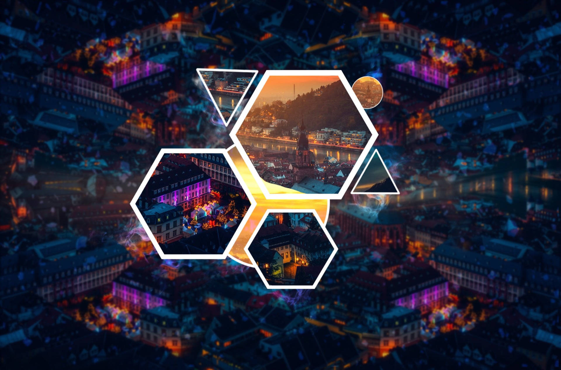 Polyscape City Night Aesthetic Background