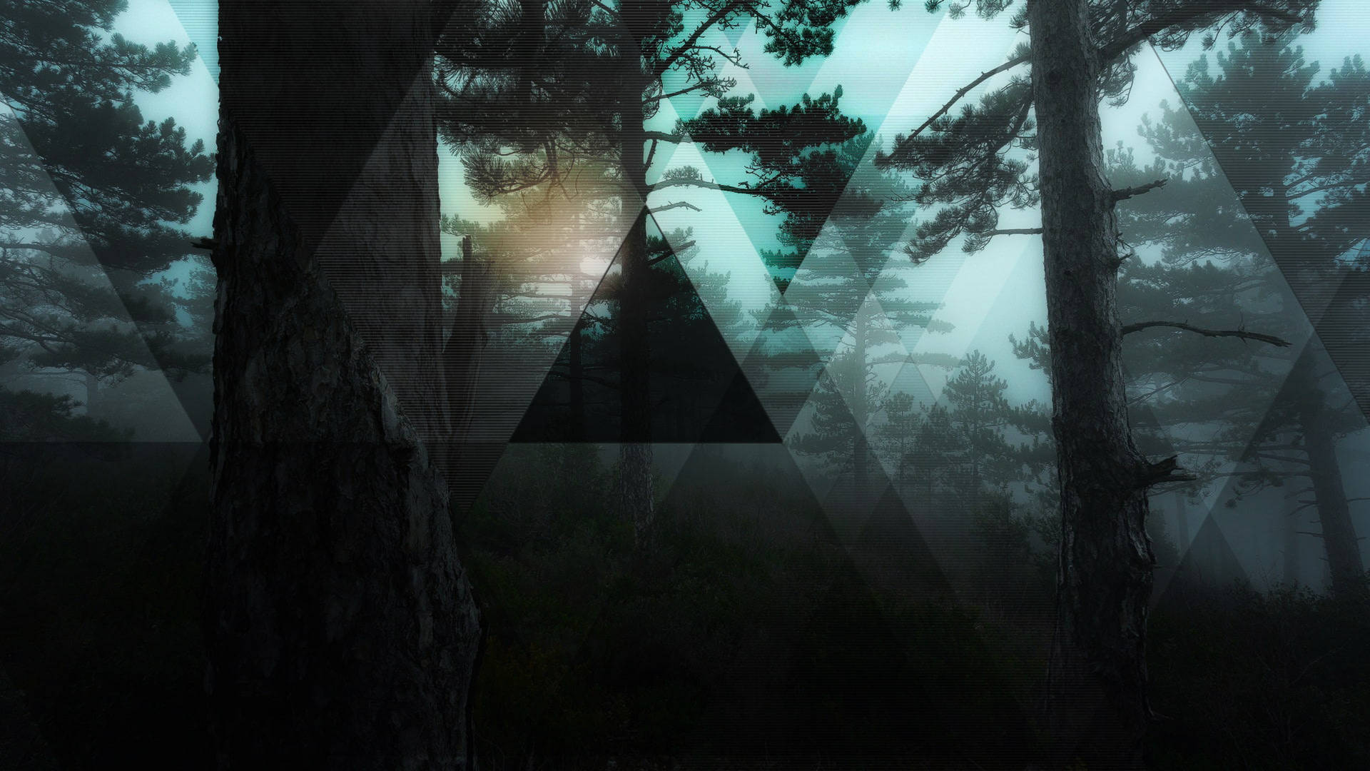 Polyscape Dark Forest Triangles Background