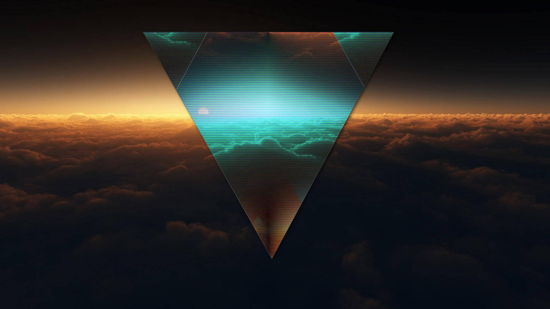 Polyscape Neon Triangle Clouds Background