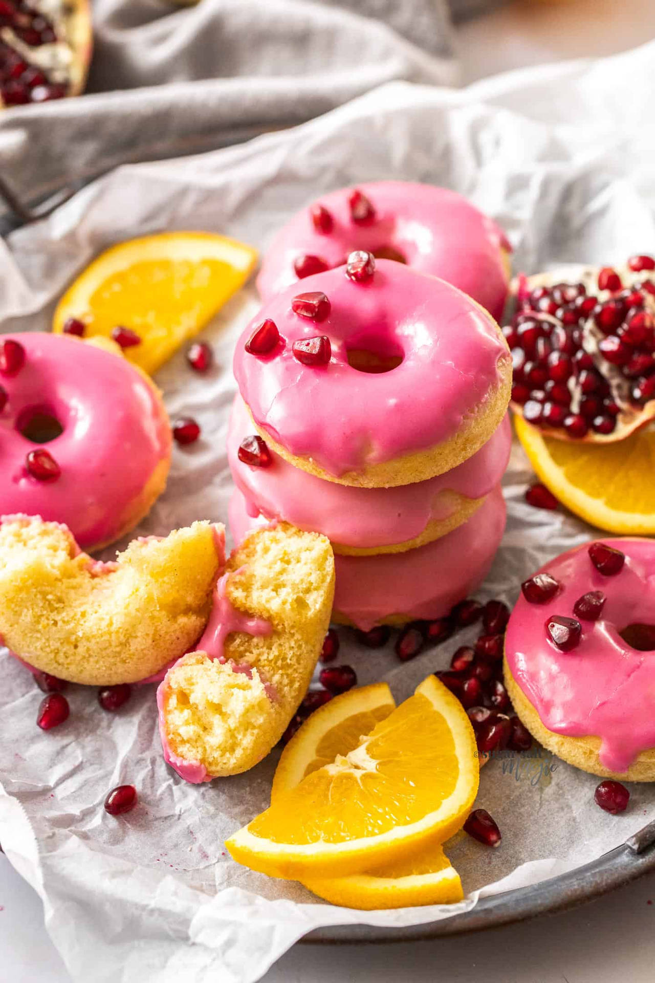Pomegranate Pink Donuts Background
