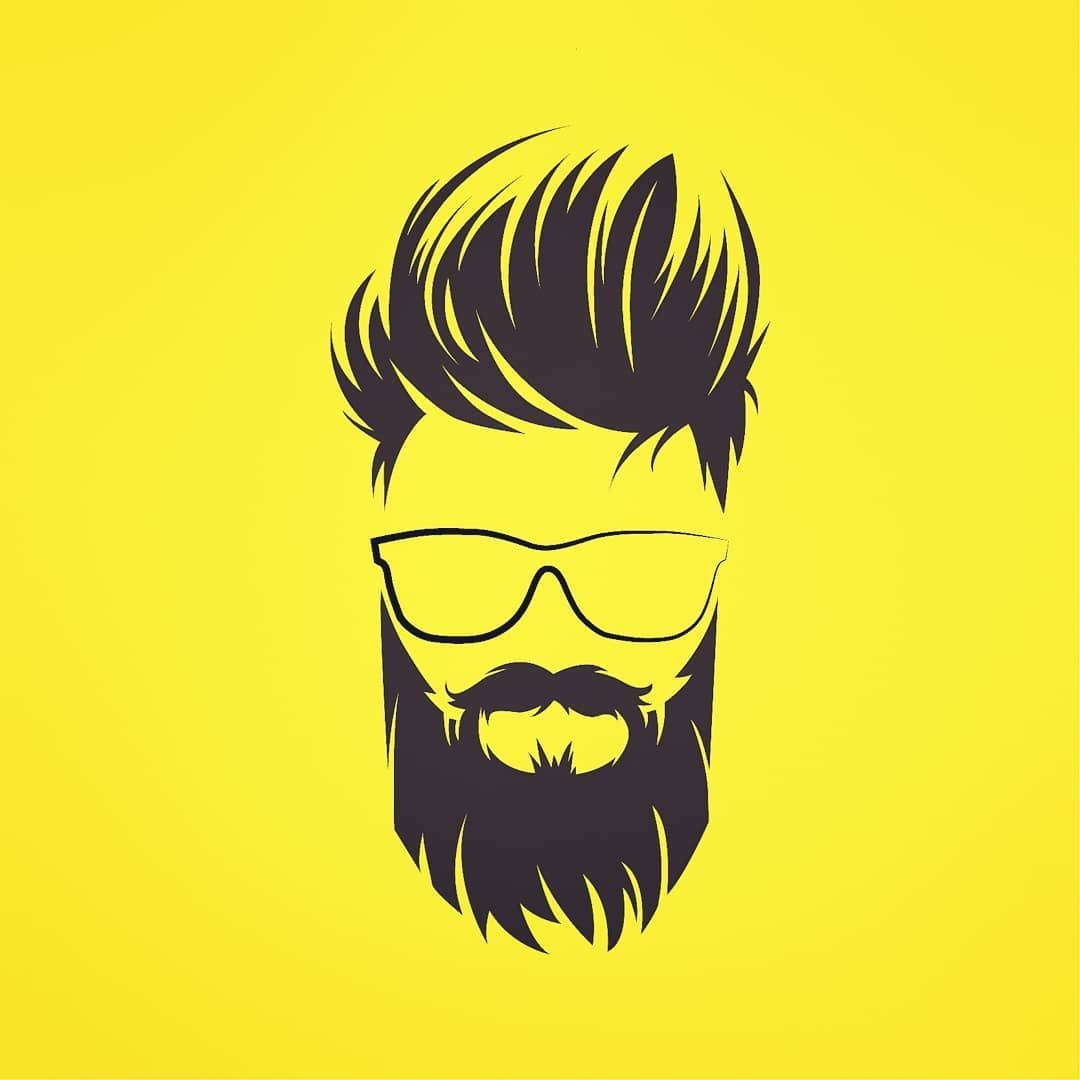 Pompadour Hairstyle Beard Logo Digital Art
