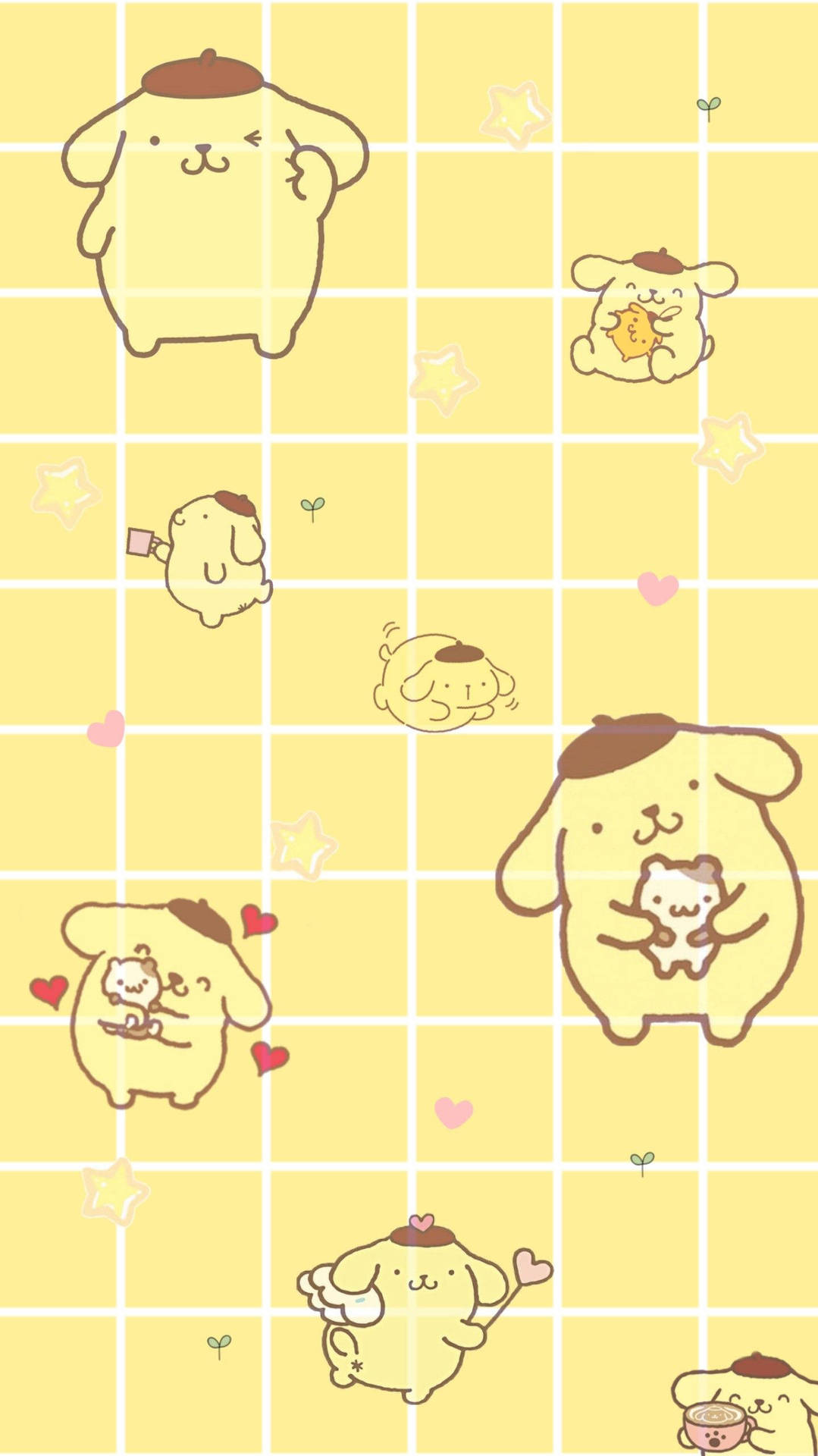 Pompompurin Cute Icon Checkered Portrait Background