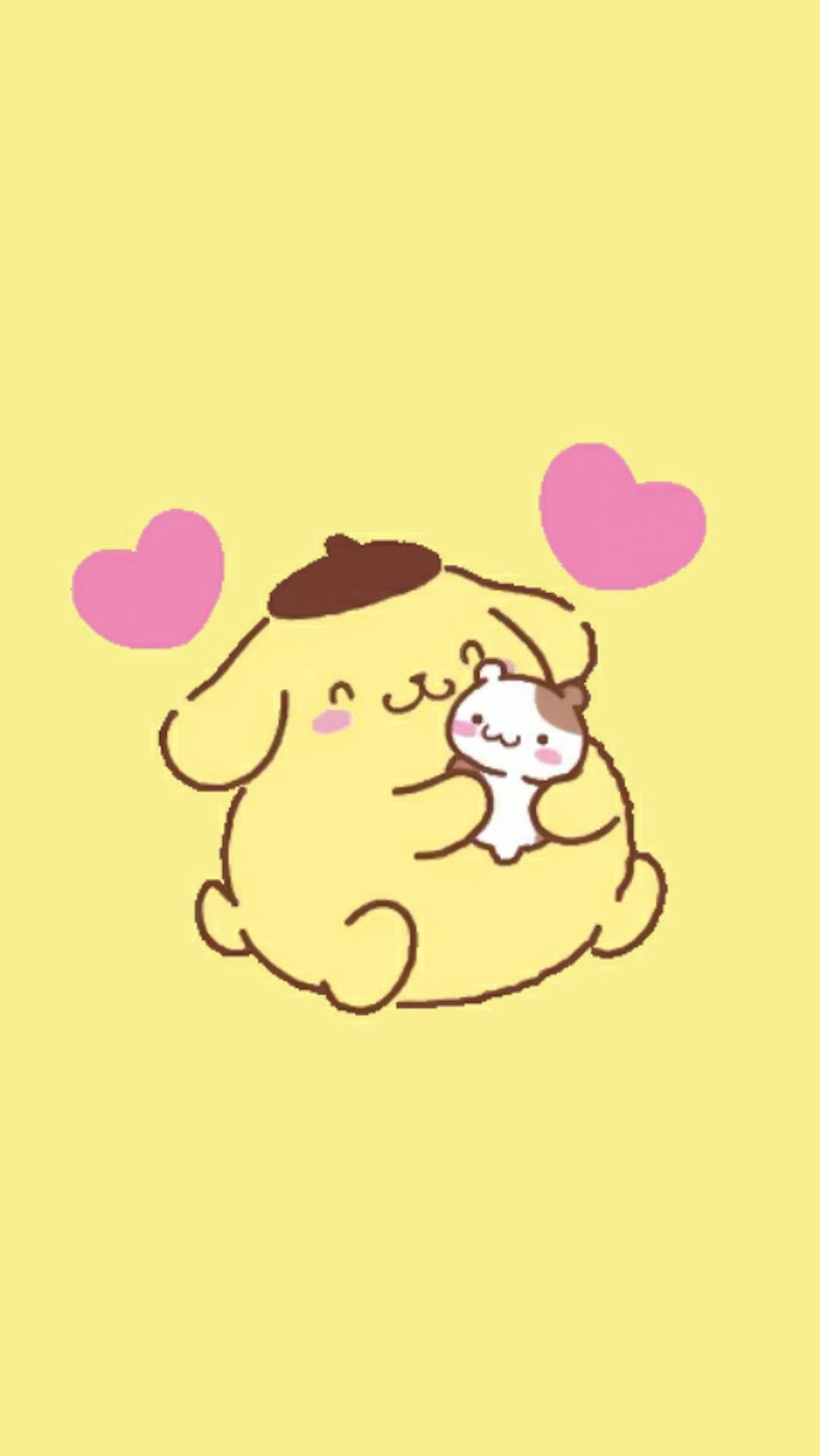 Pompompurin Hd Pink Hearts Portrait Background