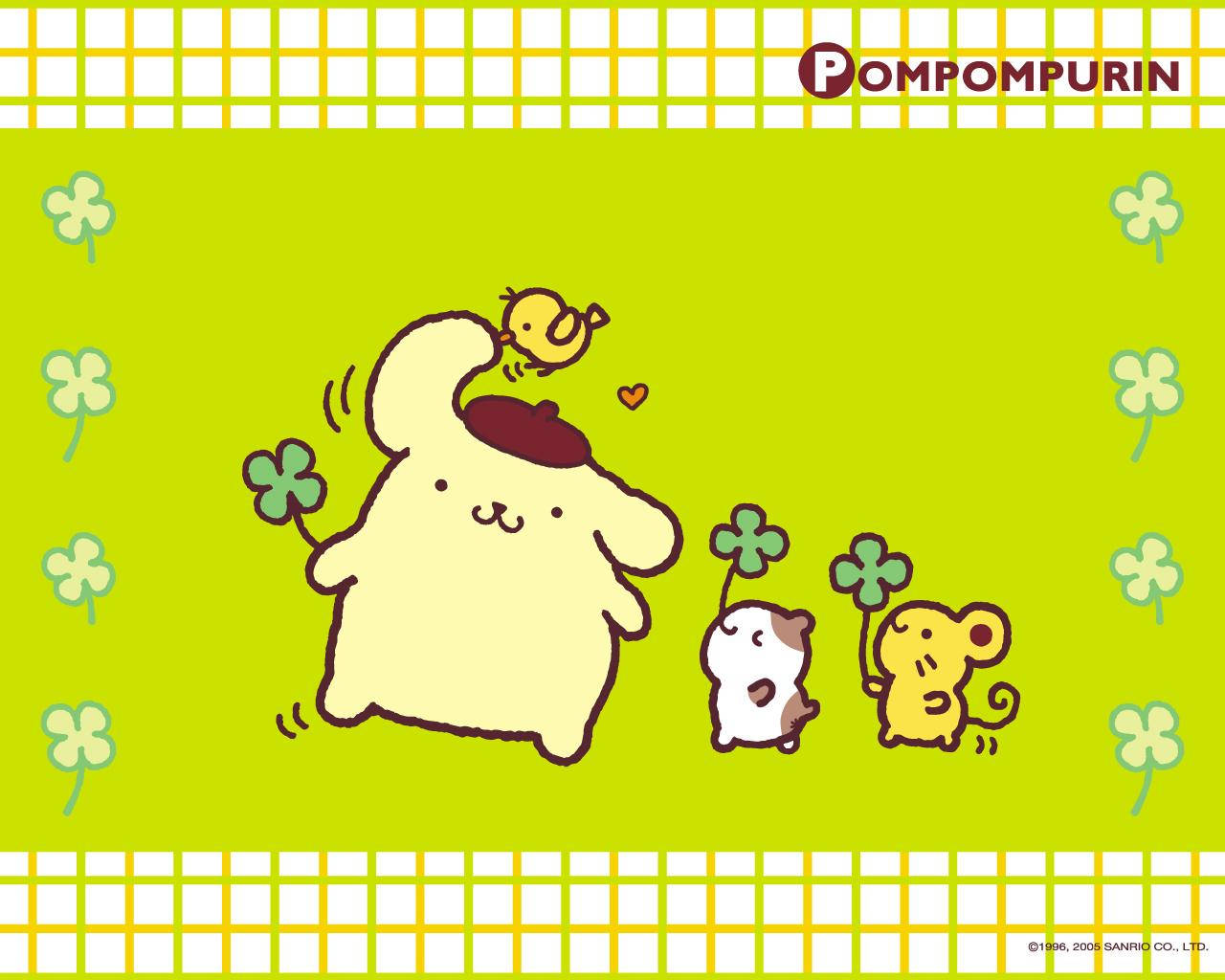 Pompompurin Lucky Green Art Hd Background