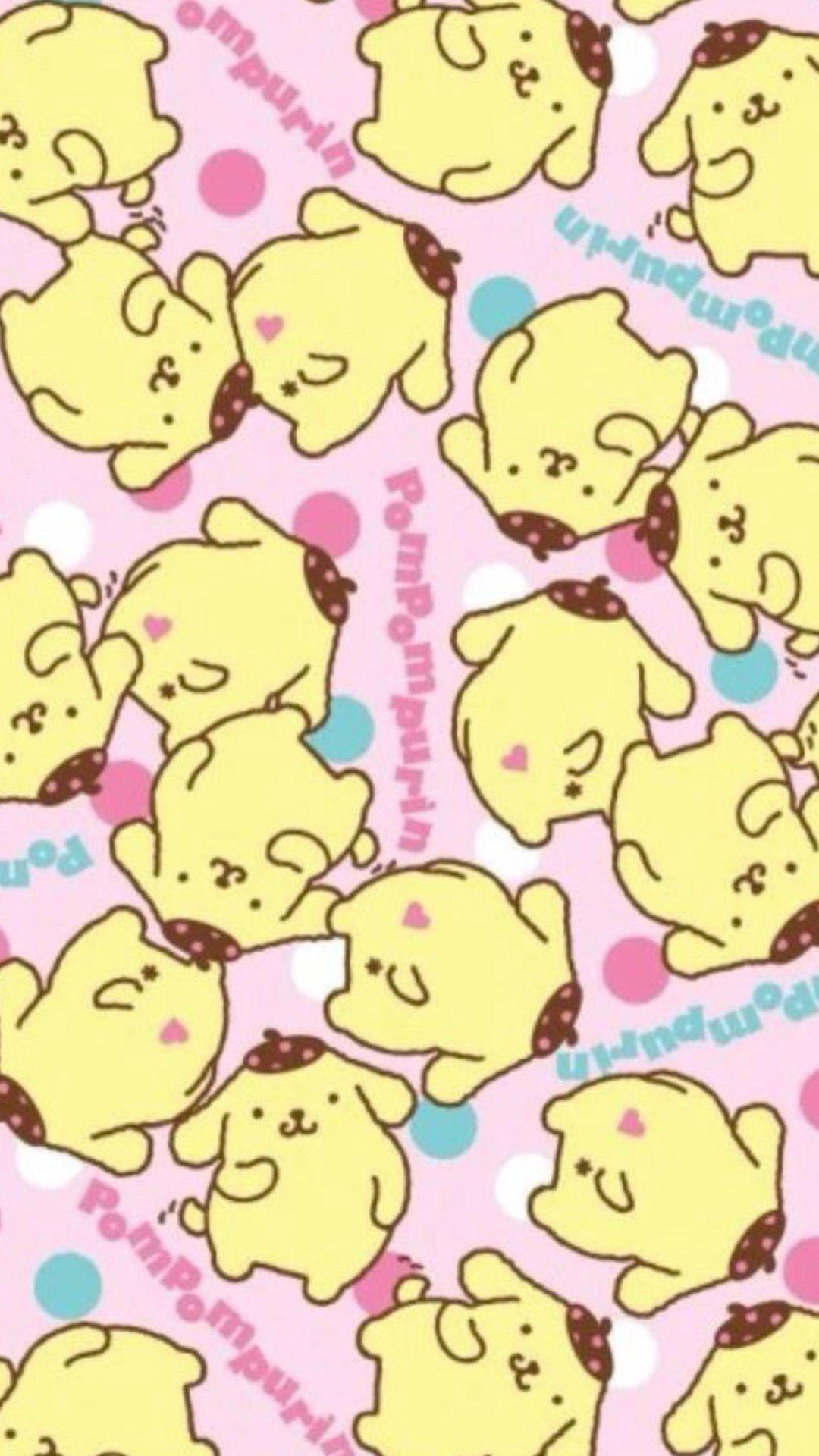 Pompompurin Pattern Portrait Hd Pink Bg