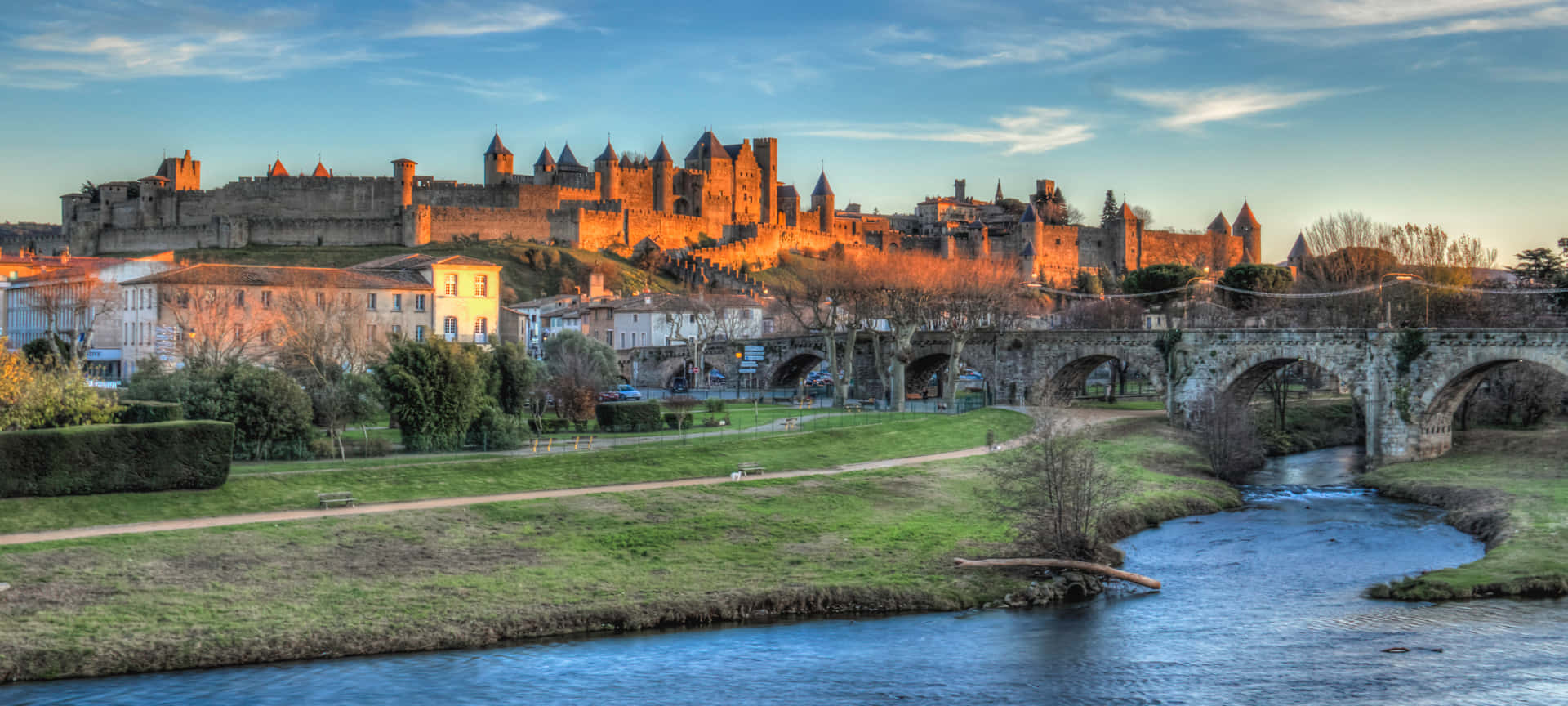 Pont Vieux In Carcassonne France Background