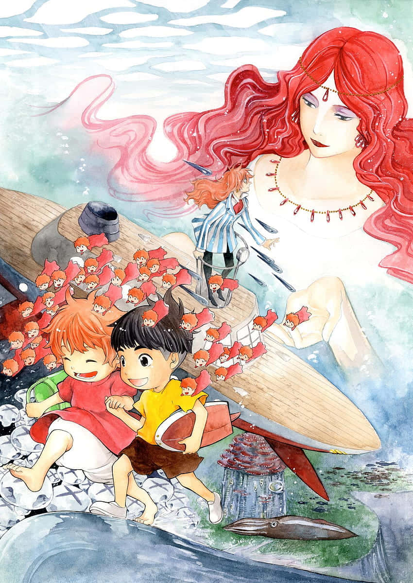 Ponyo_and_ Sosuke_ Adventure_ Illustration Background