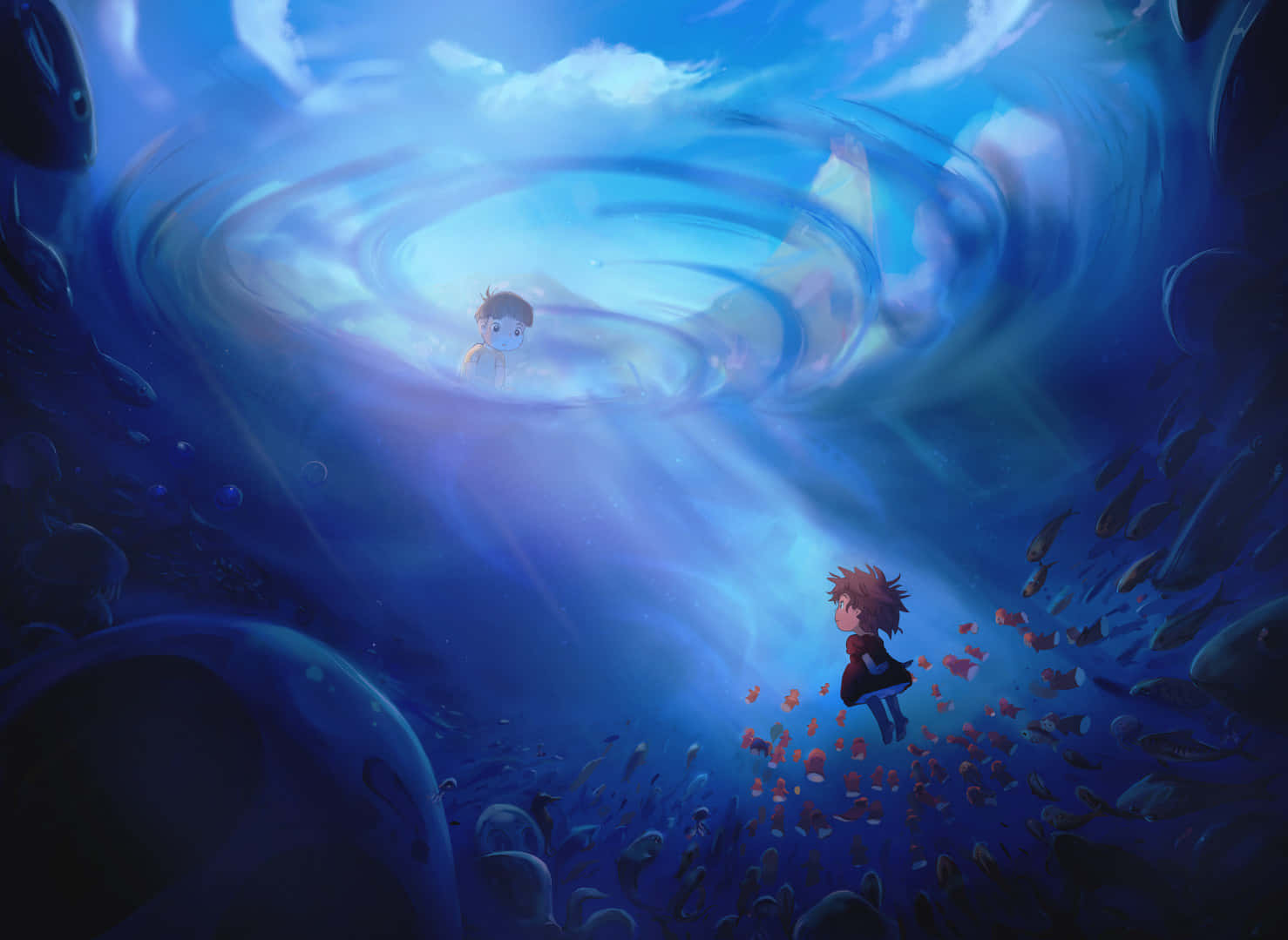 Ponyo_and_ Sosuke_ Underwater_ Adventure Background