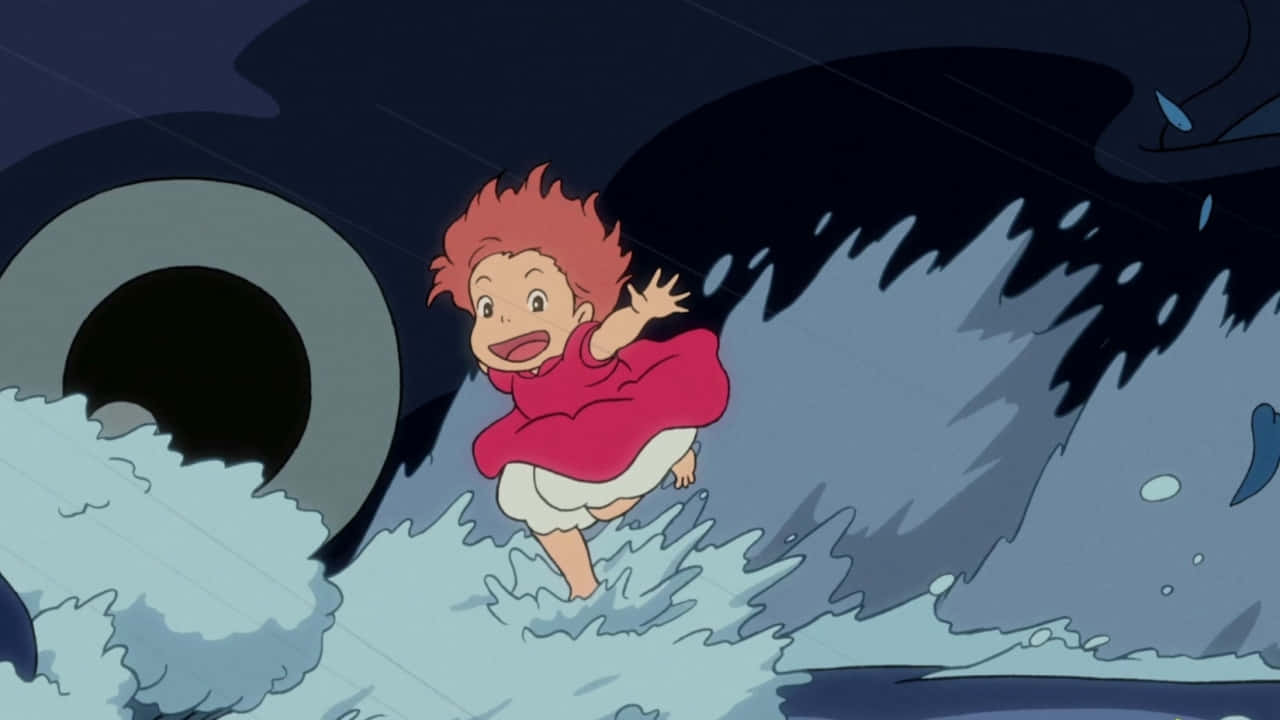 Ponyo Delightsinthe Sea Waves Background