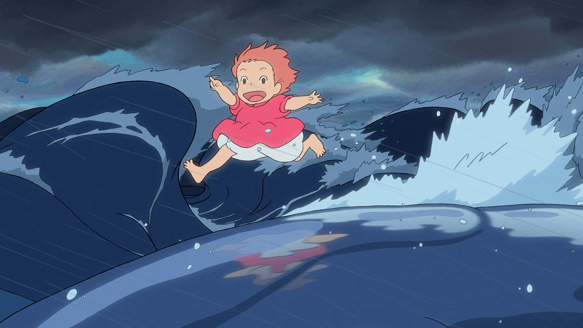 Ponyo_ Escapes_on_the_ Waves Background
