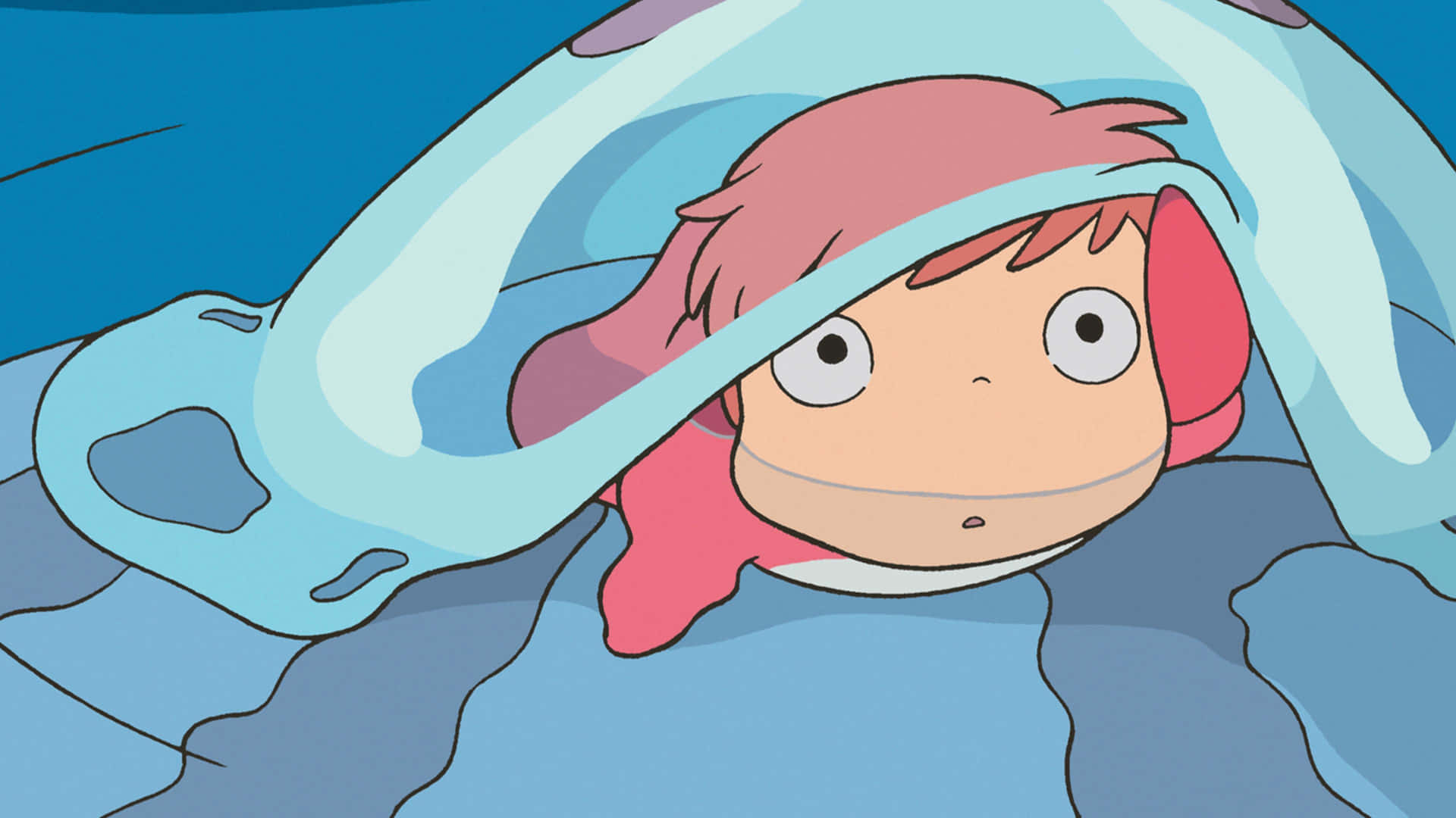 Ponyo Surprised Underwater Background