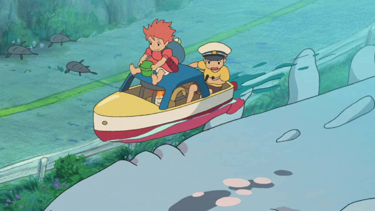 Ponyoand Sosuke Adventureat Sea Background