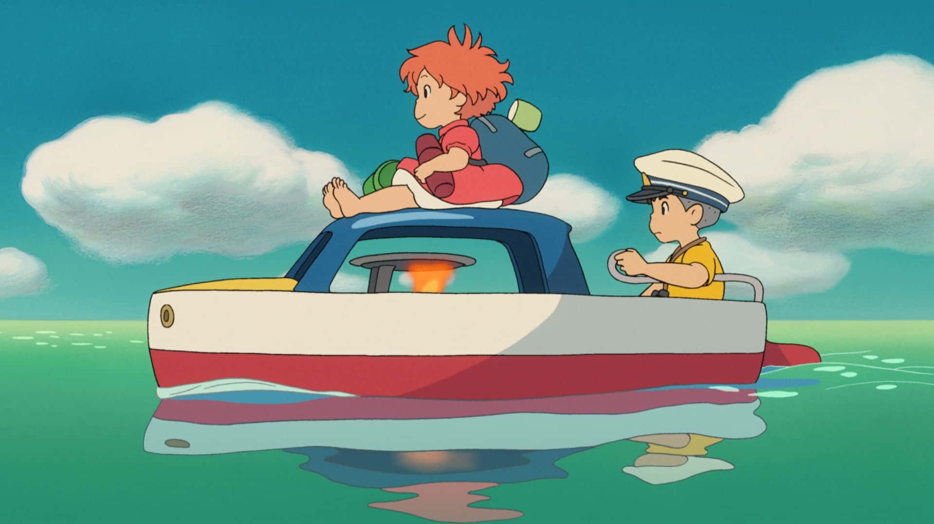 Ponyoand Sosuke Boat Adventure Background