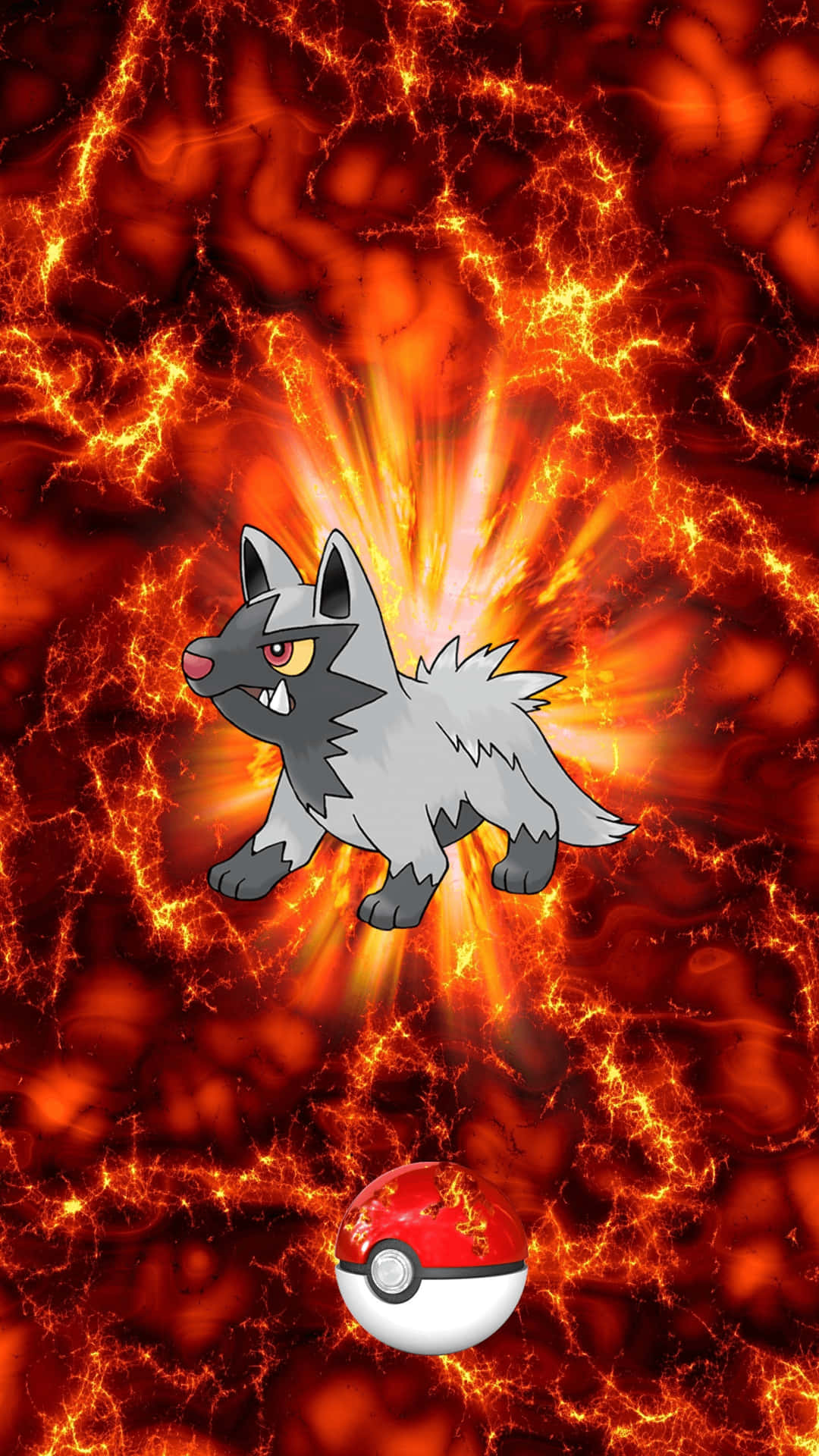 Poochyena Pokemon Emerging From Pokeball Background