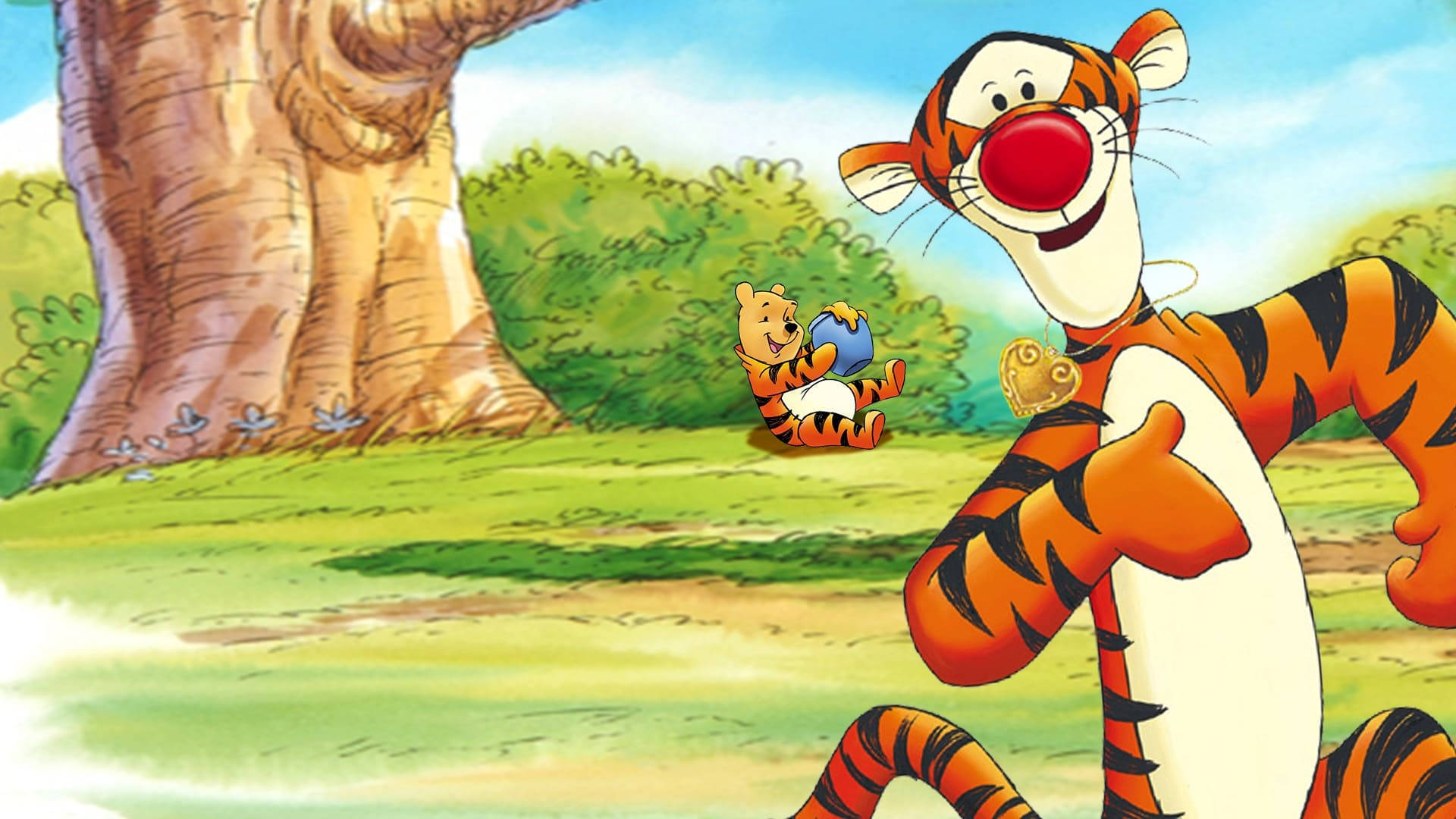 Pooh Dressed As Tigger Background