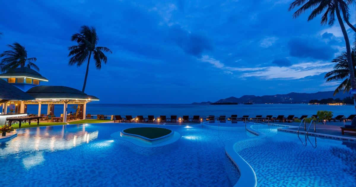 Pool Resort Beach Nighttime
