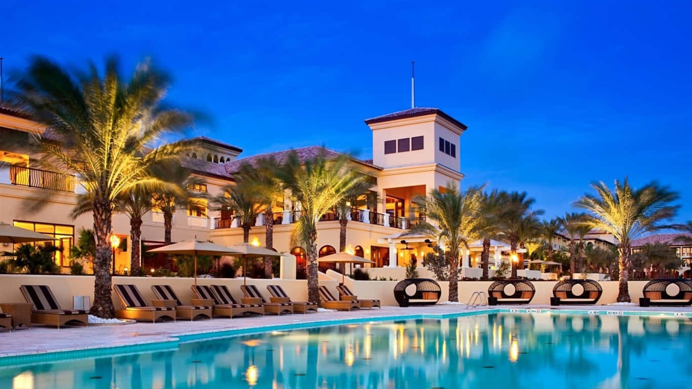Pool Resort Relaxing Night Background
