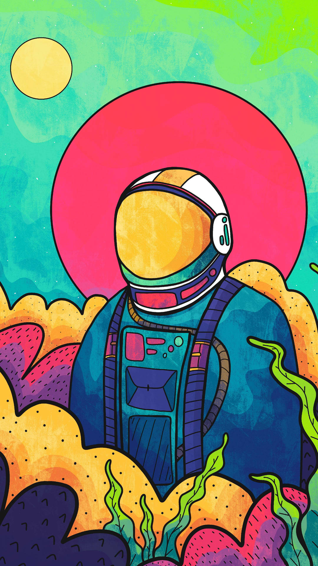 Pop Art Astronaut In Space 4k Phone Background