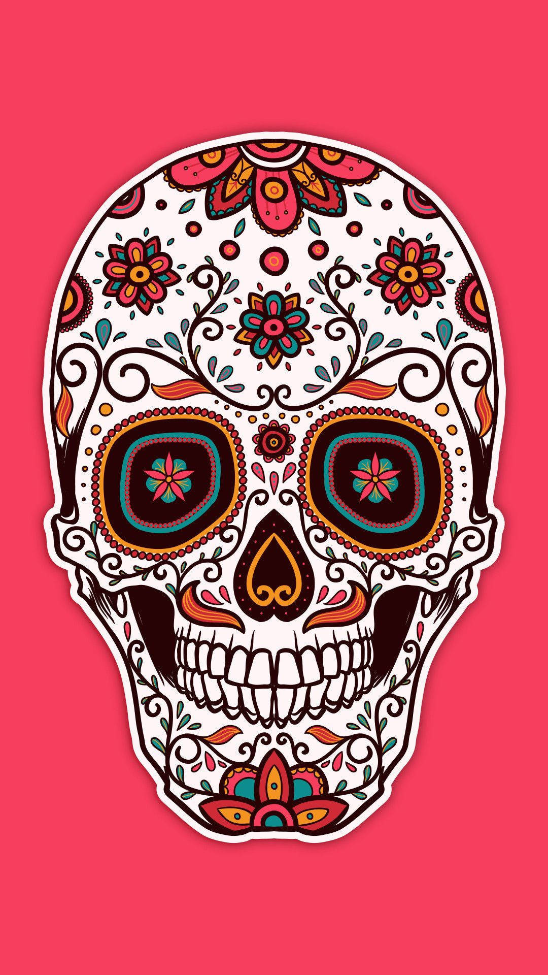 Pop Art Day Of The Dead Skull Background