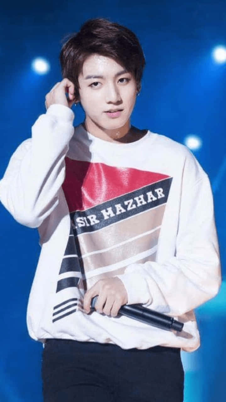 Pop Performeron Stagewith Microphone Background
