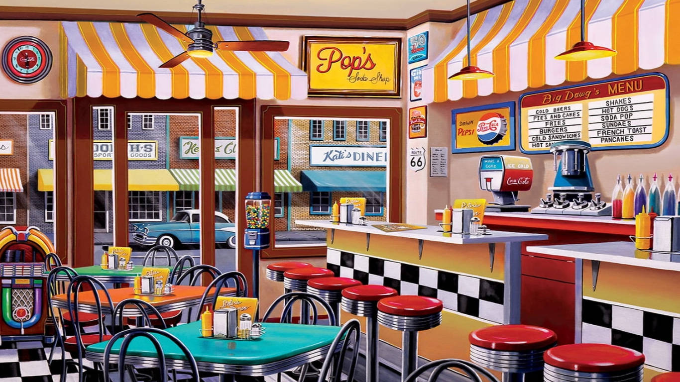 Pop's Soda Shop 50s Diner Background