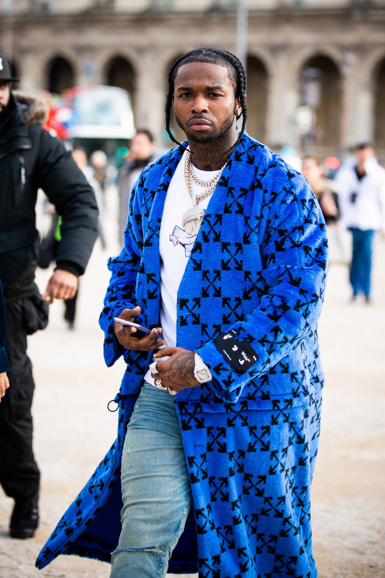 Pop Smoke Blue Off White Coat