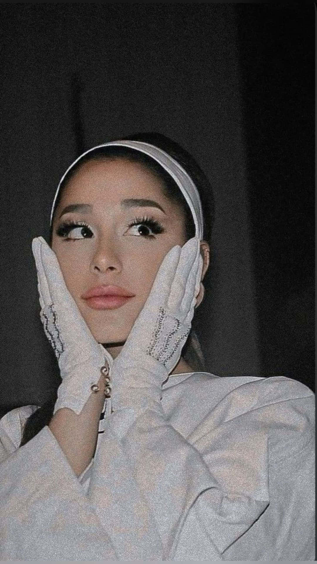 Pop Star White Outfit Portrait Background