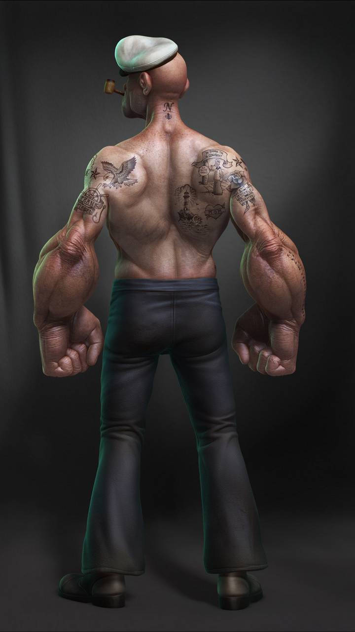 Popeye's Muscular Back Background