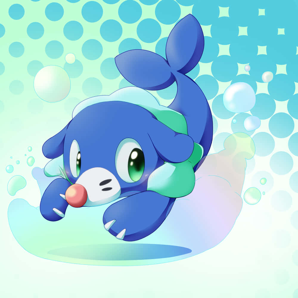 Popplio Hugging A Water Balloon Background