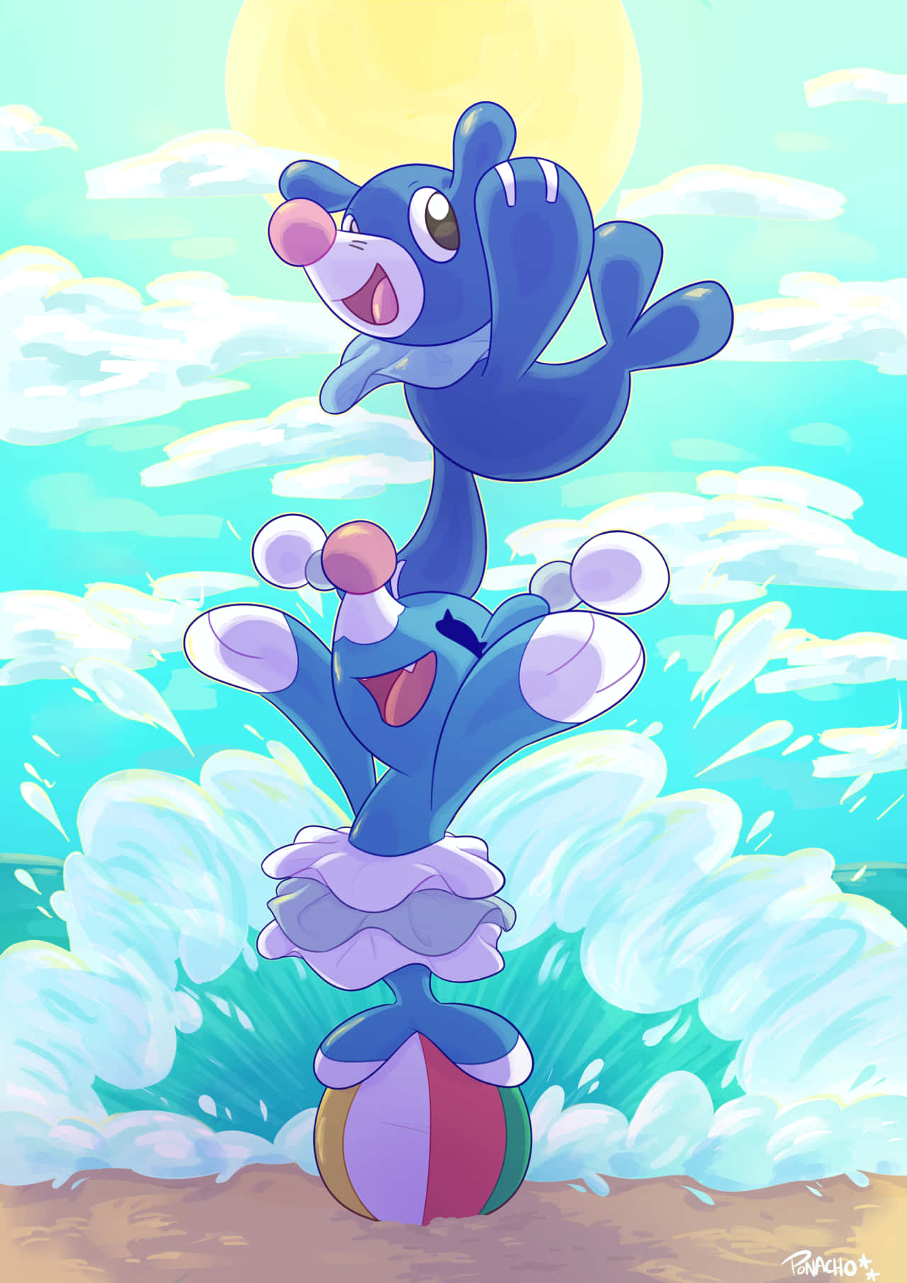 Popplio Standing On Top Of Brionne