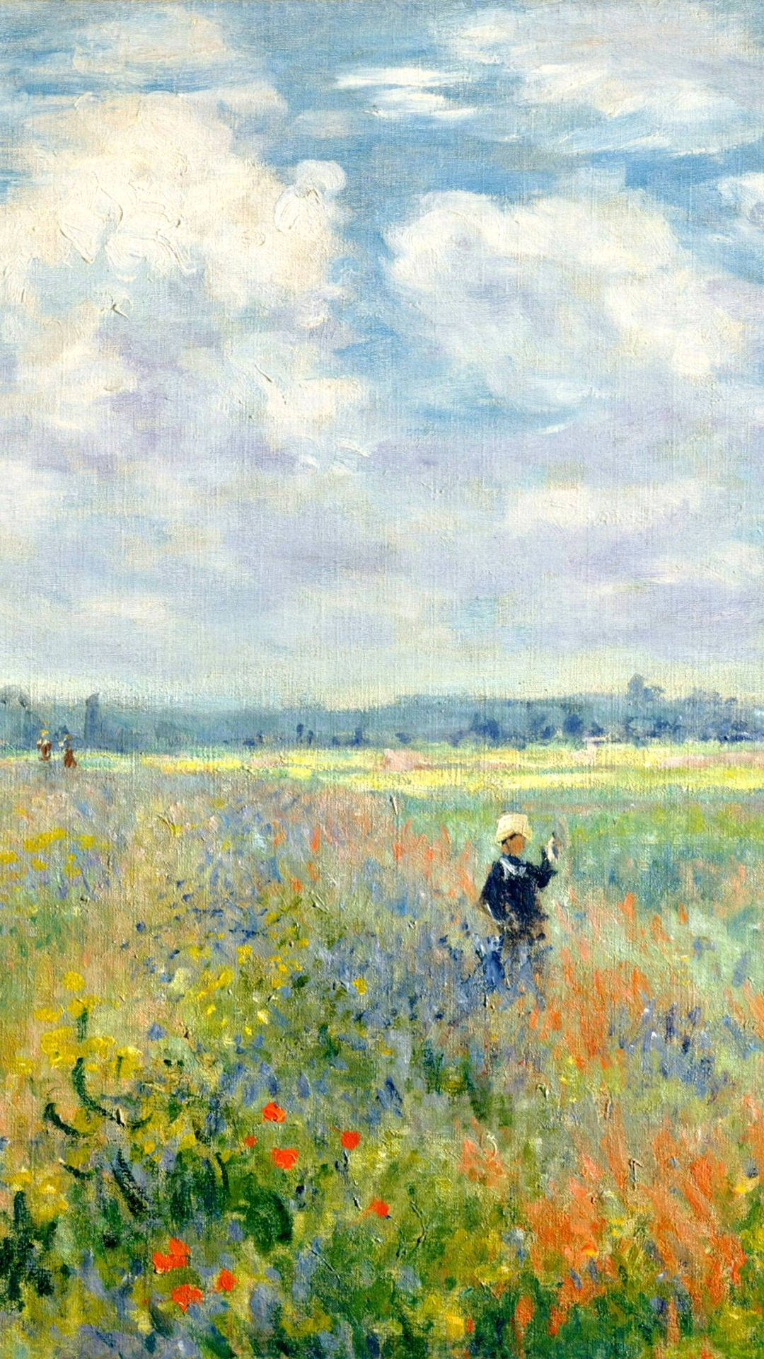 Poppy Fields Impressionist Painting Background